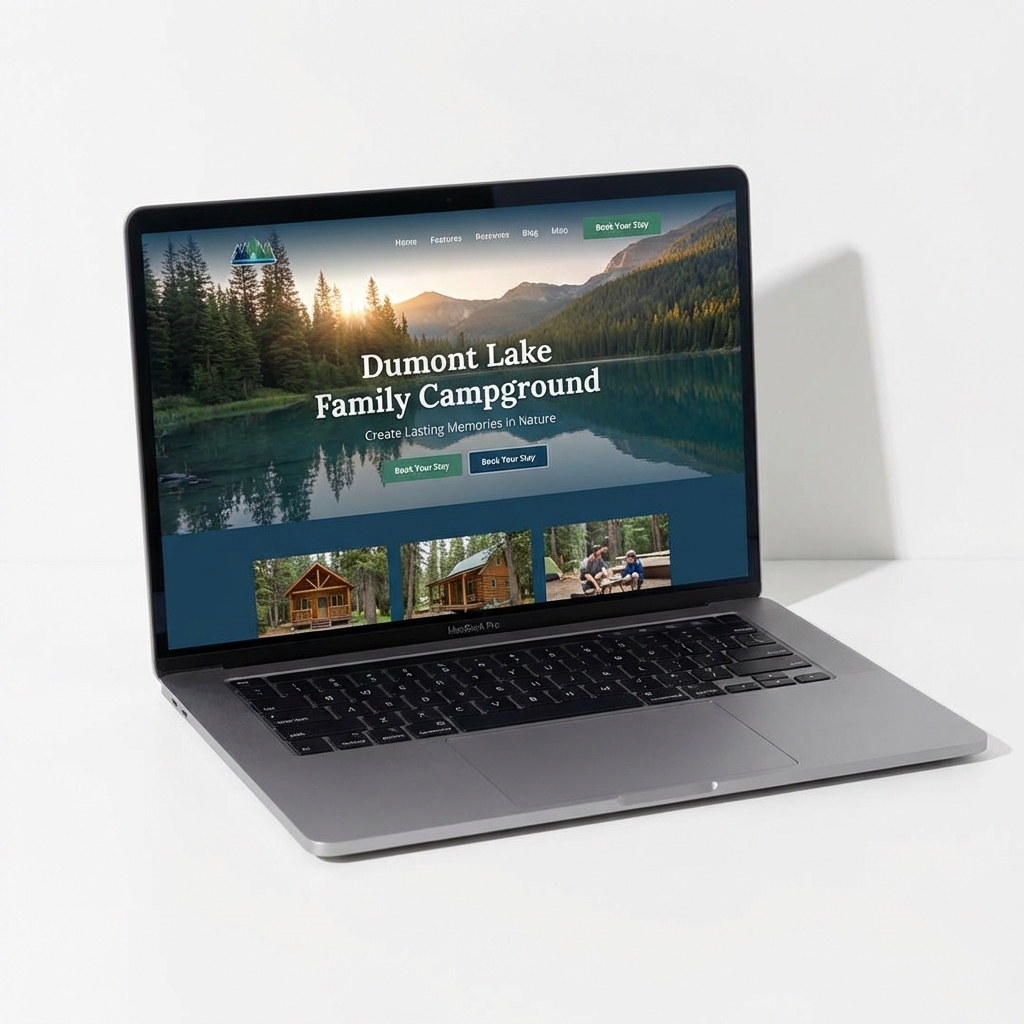 Dumont Lake Website on Laptop